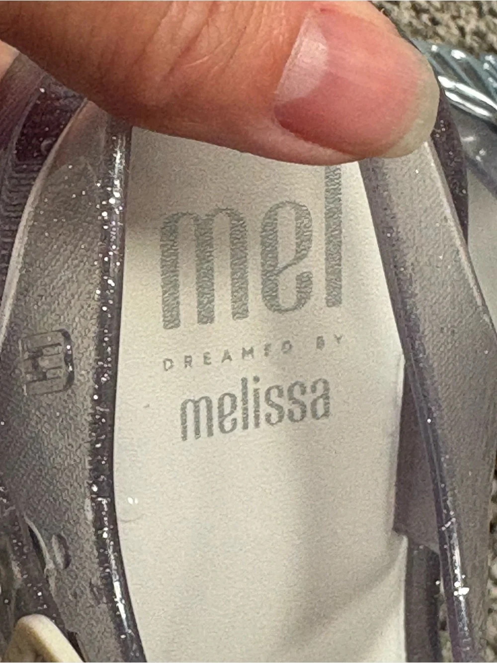 Mel Dreamed By Melissa Girls' Silver Sparkle Sandals with Butterflies Size 13c